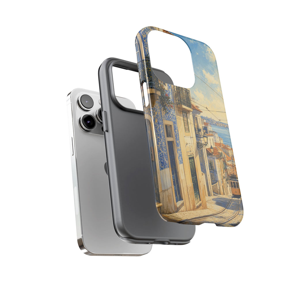 Lisbon Phone Case, Tram Street Travel Art, Tough Protective Case, Matte or Glossy