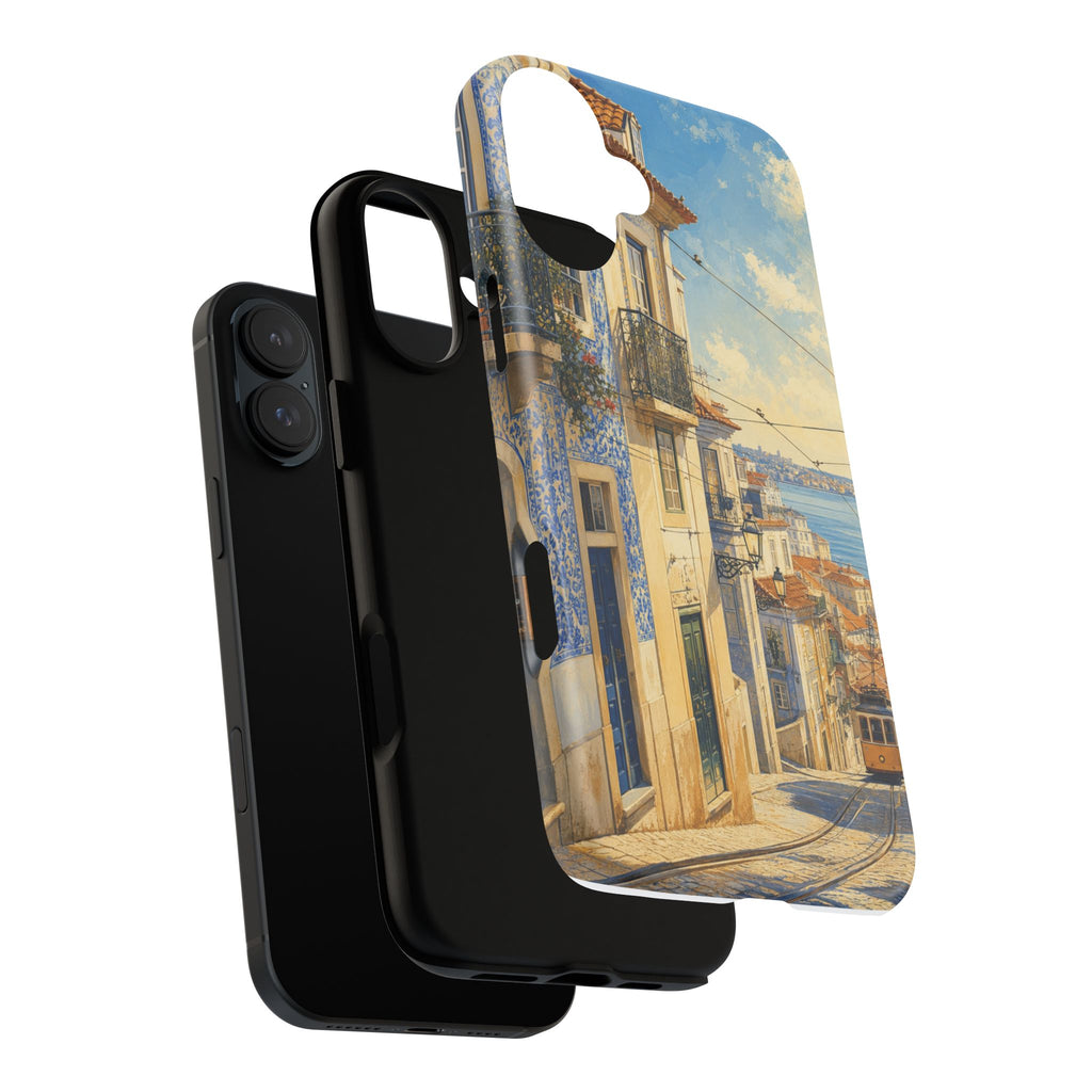 Lisbon Phone Case, Tram Street Travel Art, Tough Protective Case, Matte or Glossy