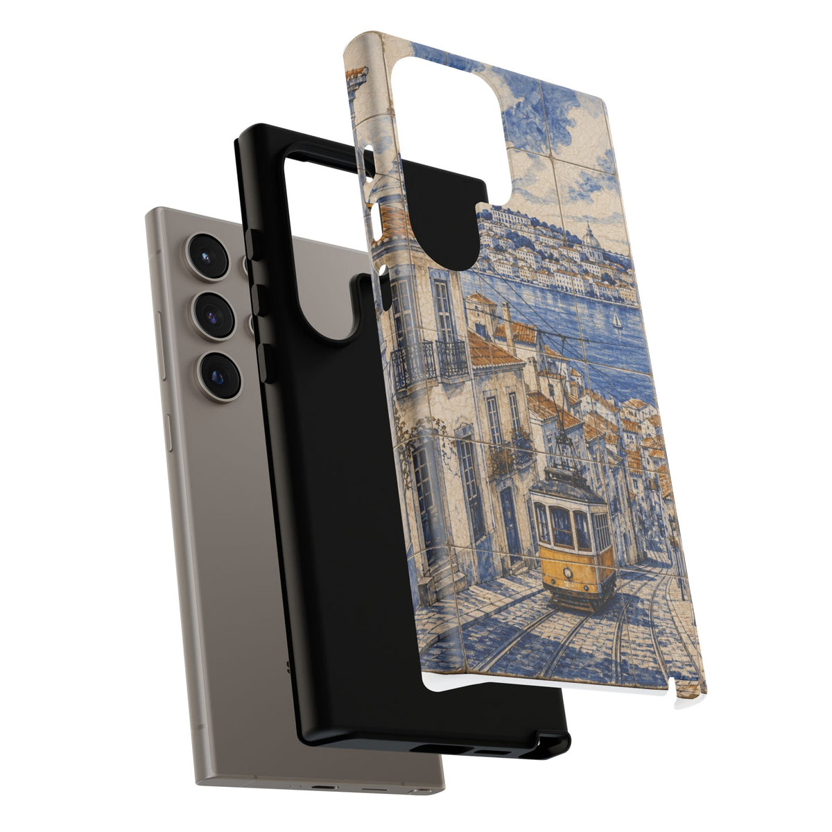 Lisbon Phone Case, Azulejo-Look Travel Art, Tough Protective Case, Matte or Glossy