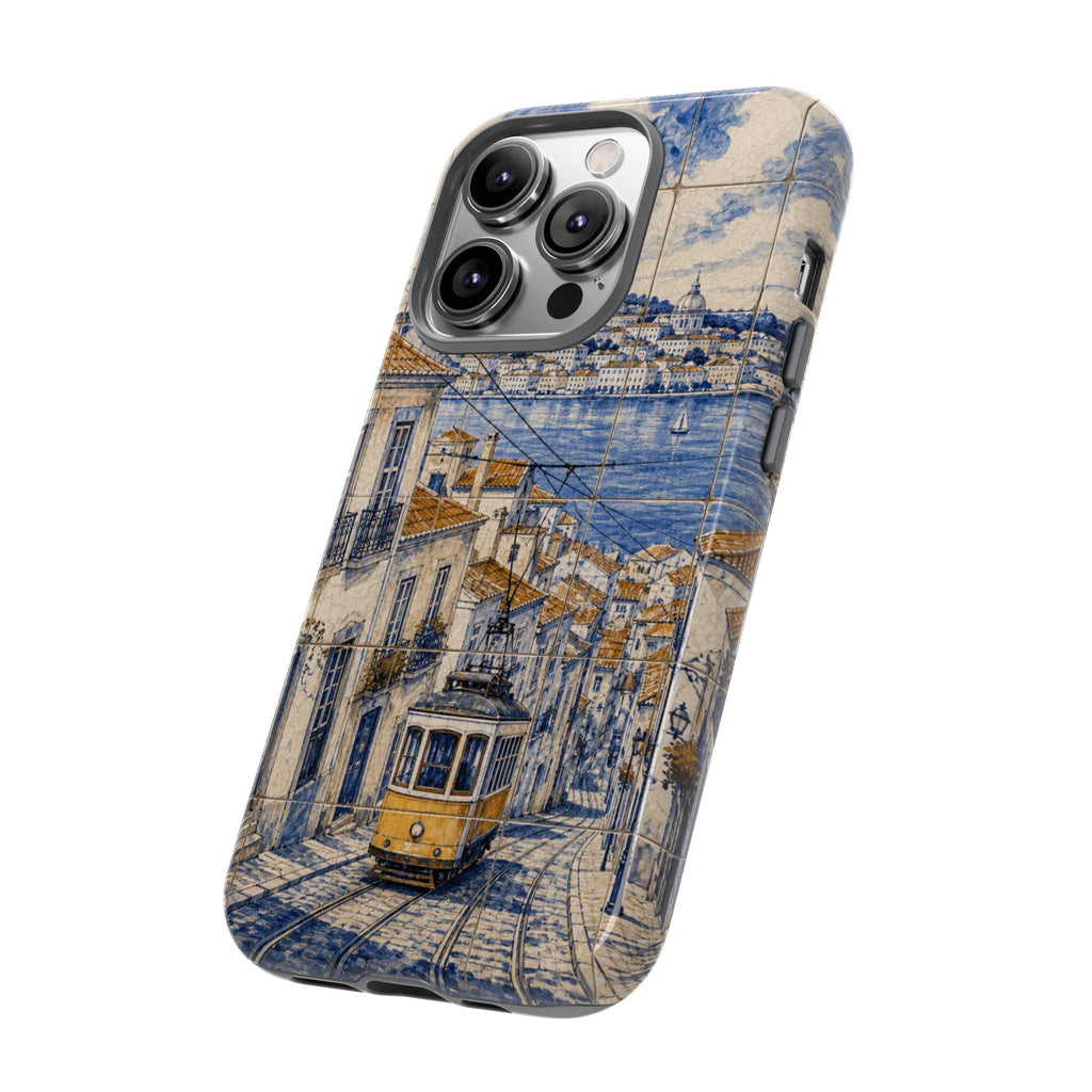 Lisbon Phone Case, Azulejo-Look Travel Art, Tough Protective Case, Matte or Glossy