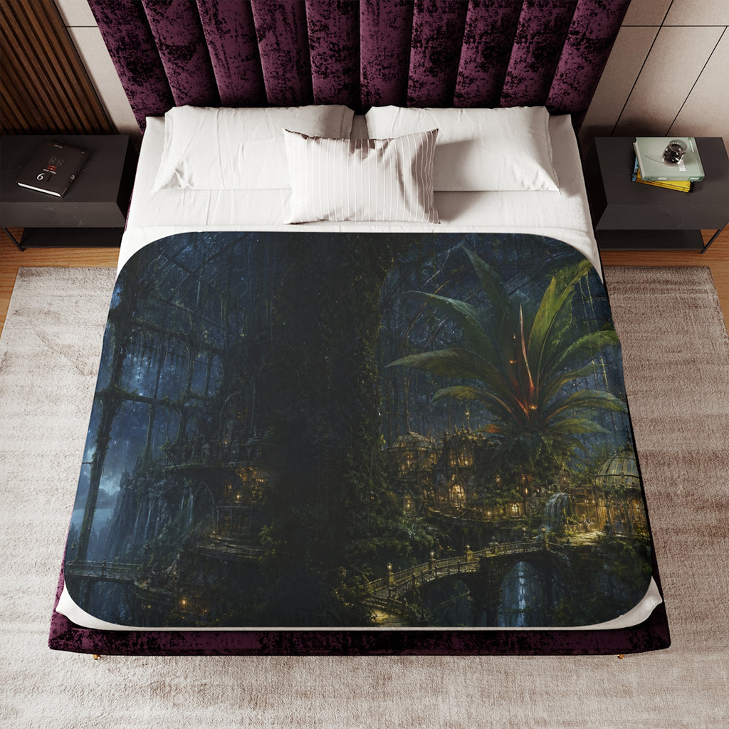 The Greenhouse at World's End Fantasy Sherpa Blanket