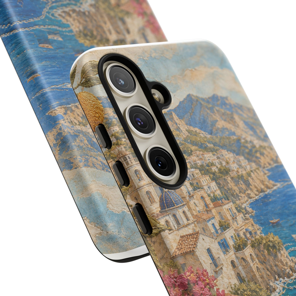 Amalfi Coast Phone Case, Fresco Embroidery-Look Art, Tough Protective Case
