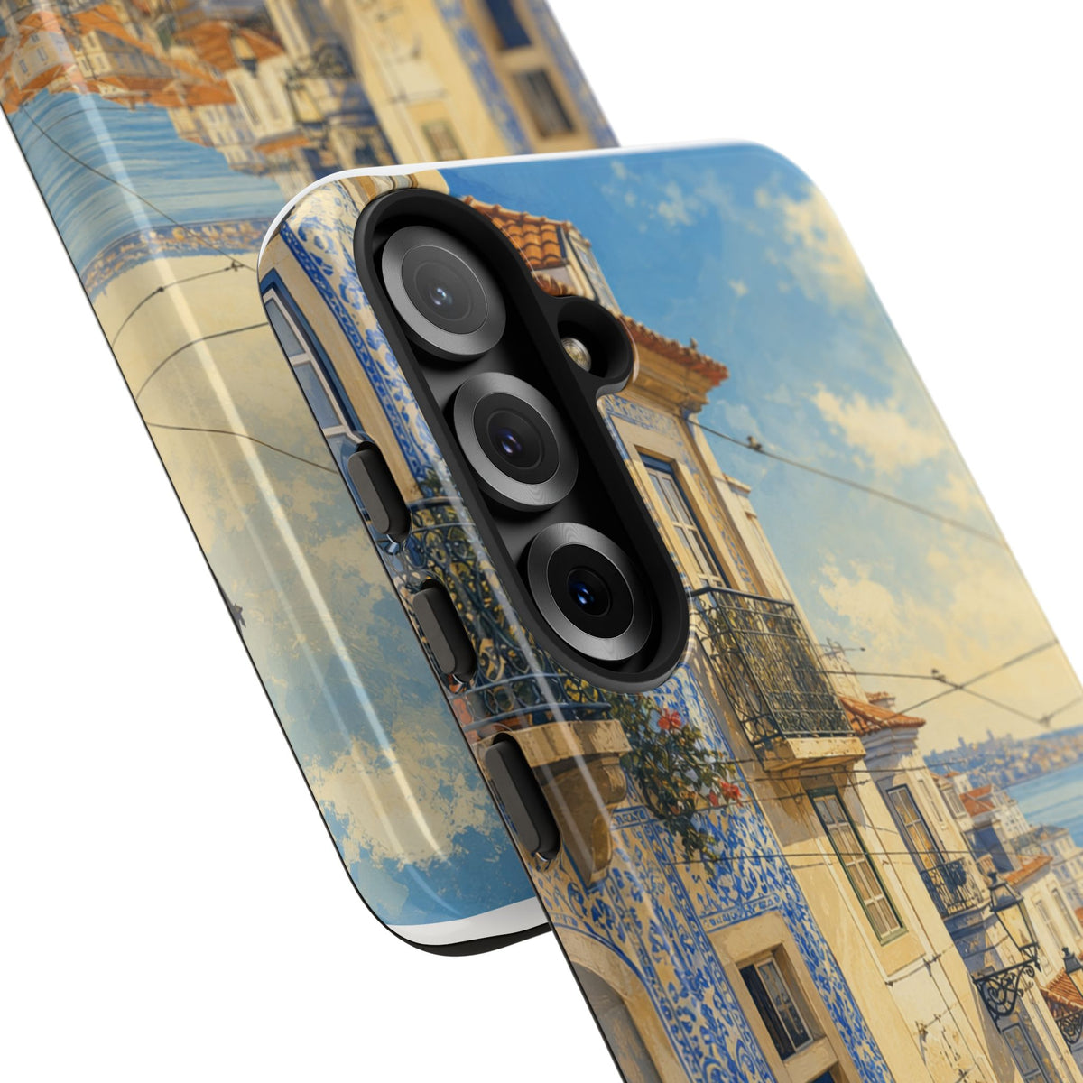 Lisbon Phone Case, Tram Street Travel Art, Tough Protective Case, Matte or Glossy
