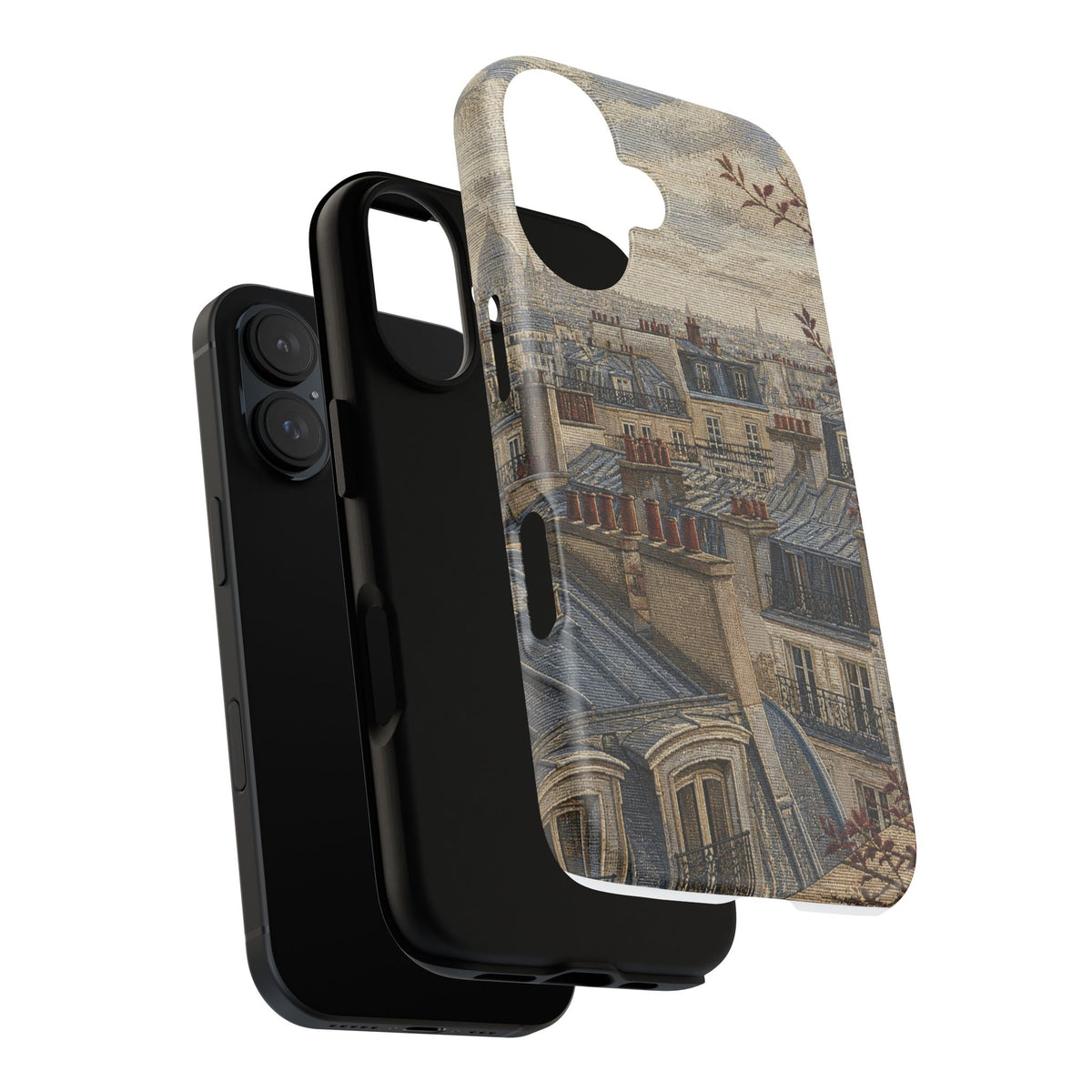 Paris Phone Case, Jacquard-Look Travel Art, Tough Protective Case, Matte or Glossy