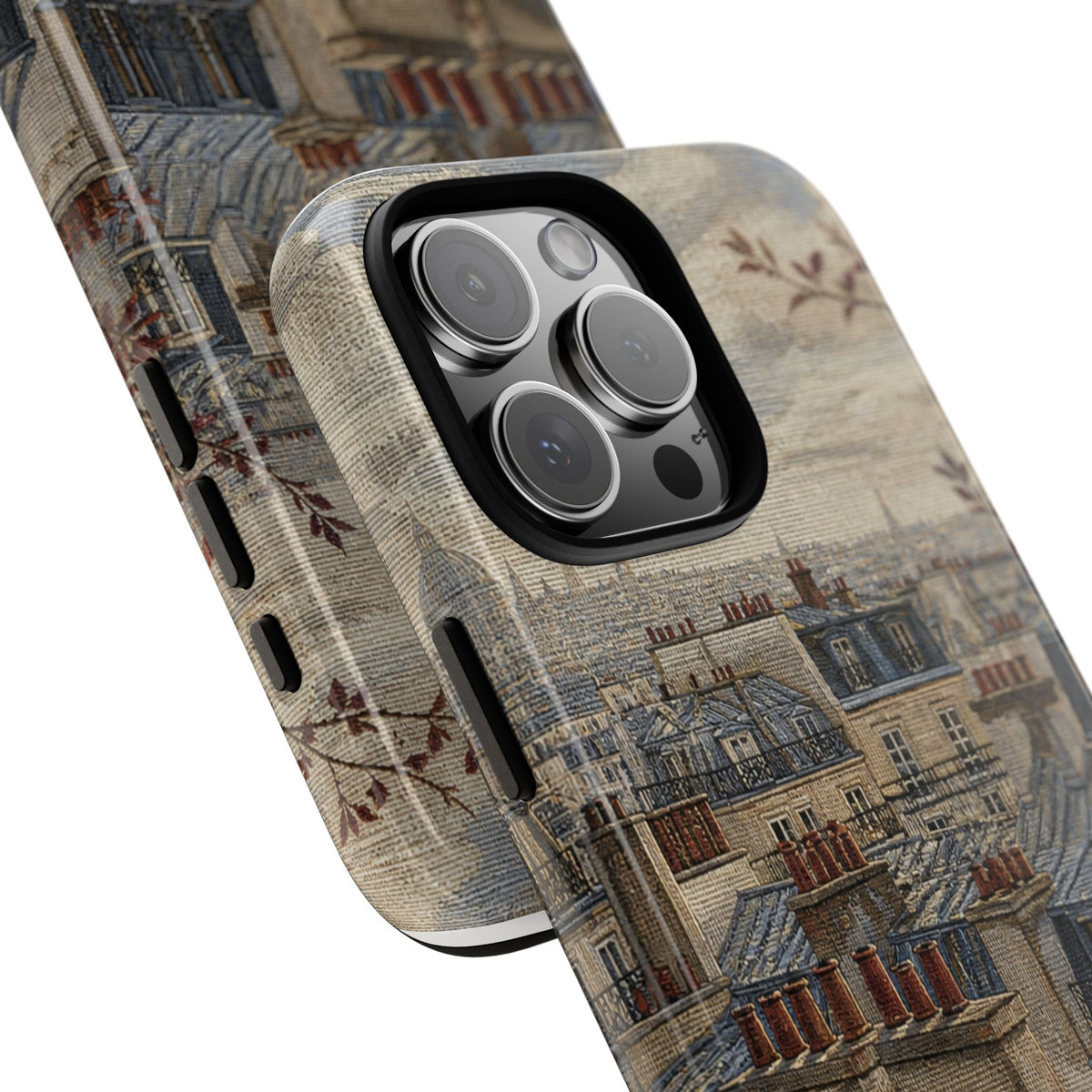 Paris Phone Case, Jacquard-Look Travel Art, Tough Protective Case, Matte or Glossy