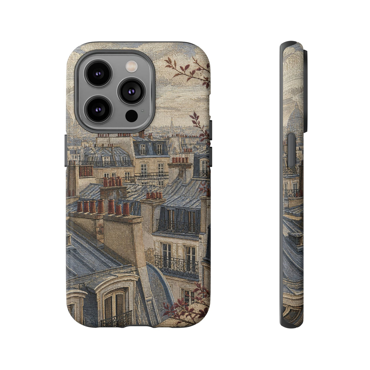 Paris Phone Case, Jacquard-Look Travel Art, Tough Protective Case, Matte or Glossy