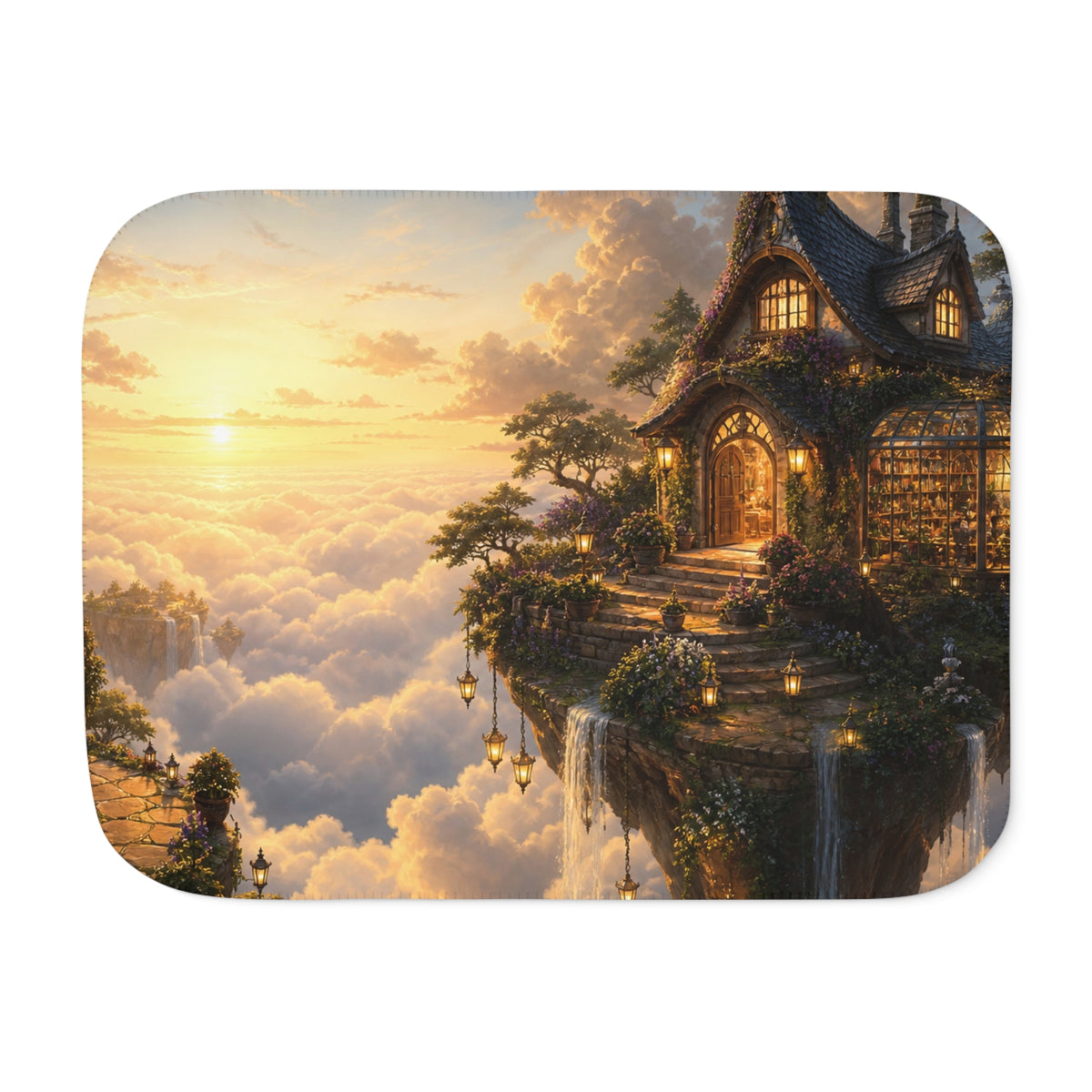 The House Above the Clouds Fantasy Sherpa Blanket