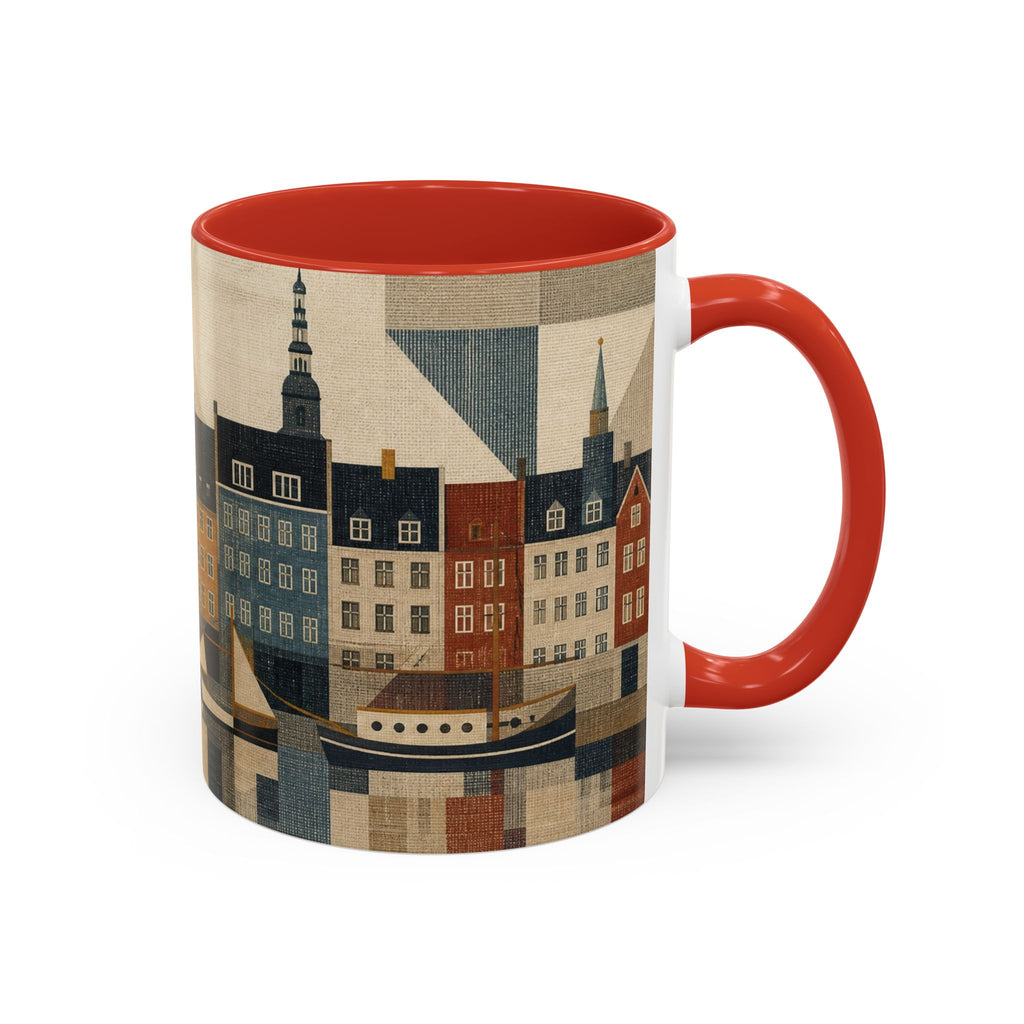 Copenhagen Accent Coffee Mug, Material-Look Travel Art, 11oz 15oz