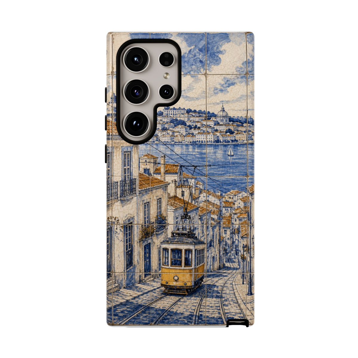 Lisbon Phone Case, Azulejo-Look Travel Art, Tough Protective Case, Matte or Glossy