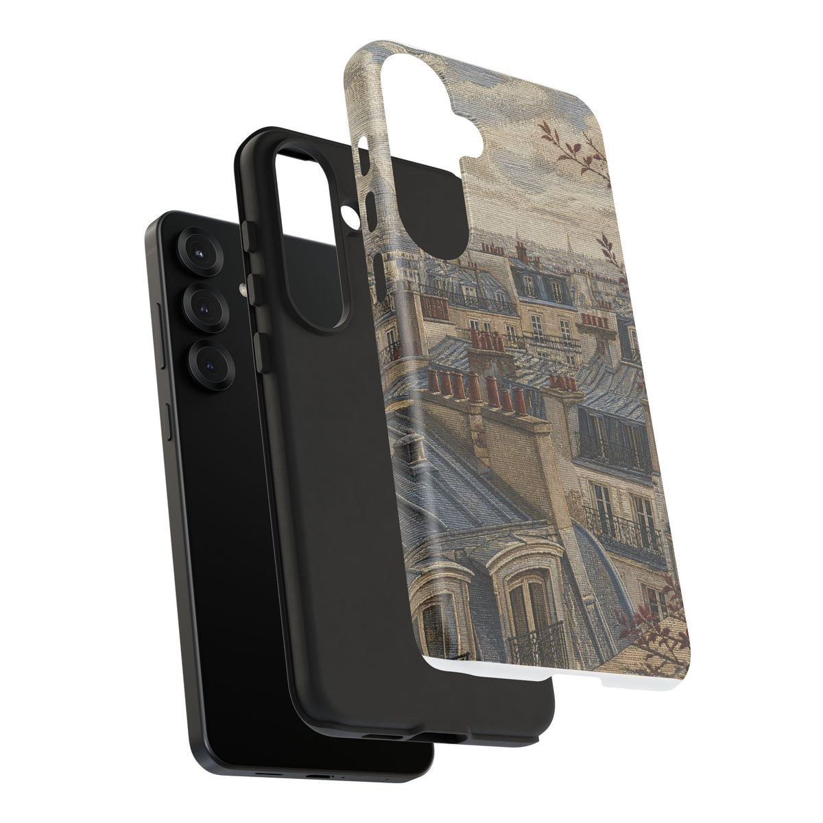 Paris Phone Case, Jacquard-Look Travel Art, Tough Protective Case, Matte or Glossy