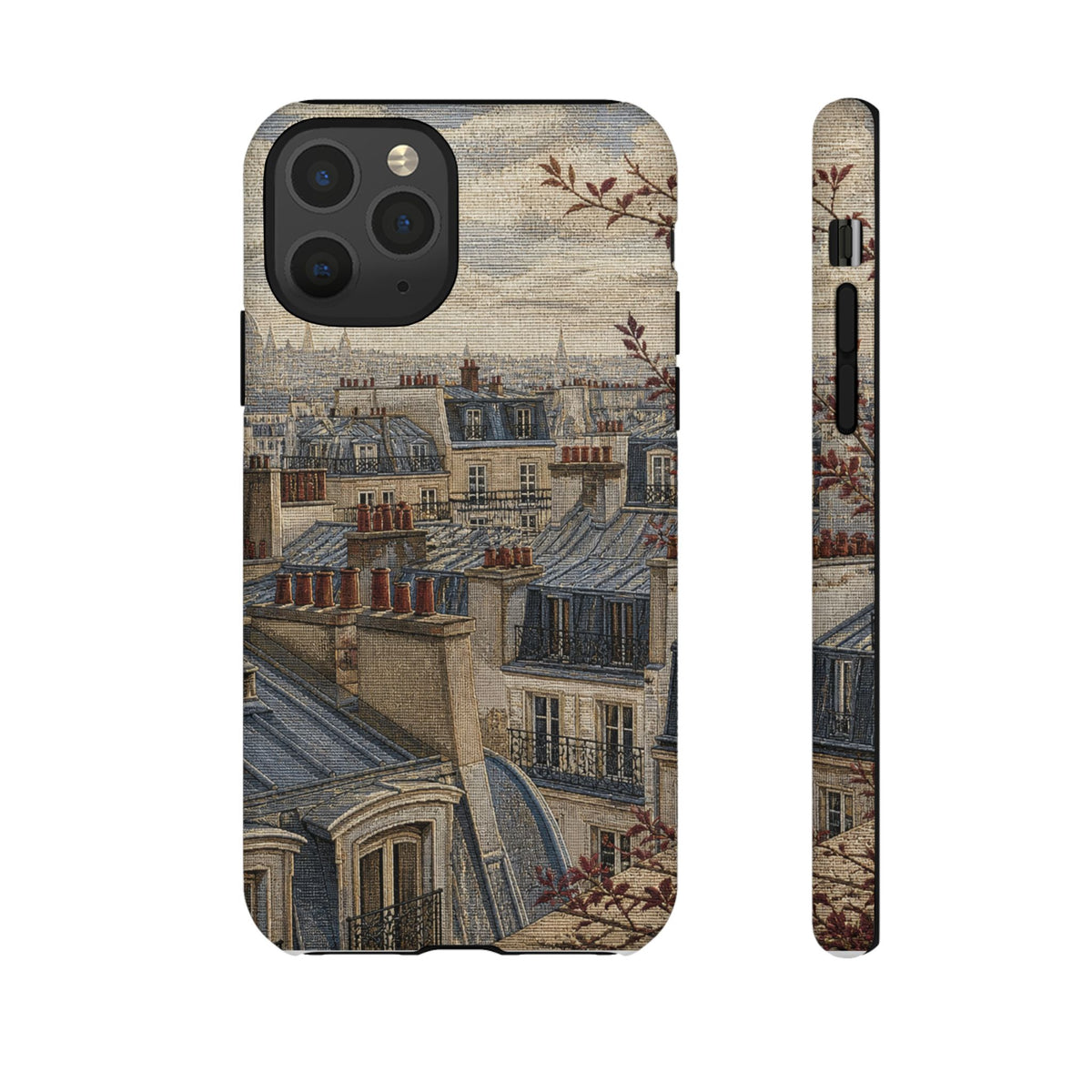 Paris Phone Case, Jacquard-Look Travel Art, Tough Protective Case, Matte or Glossy