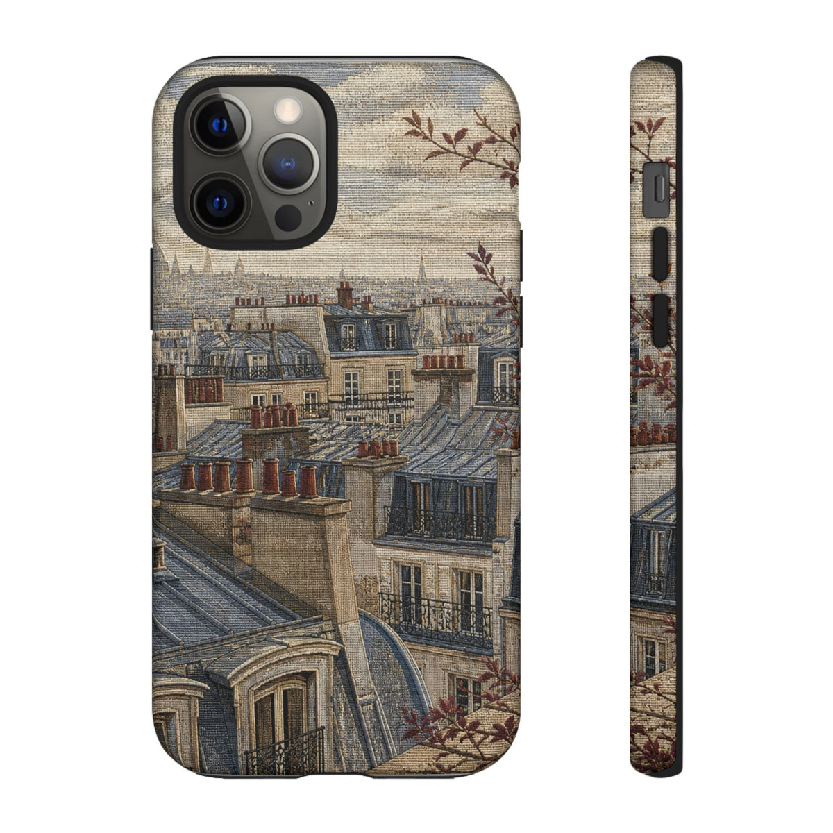 Paris Phone Case, Jacquard-Look Travel Art, Tough Protective Case, Matte or Glossy