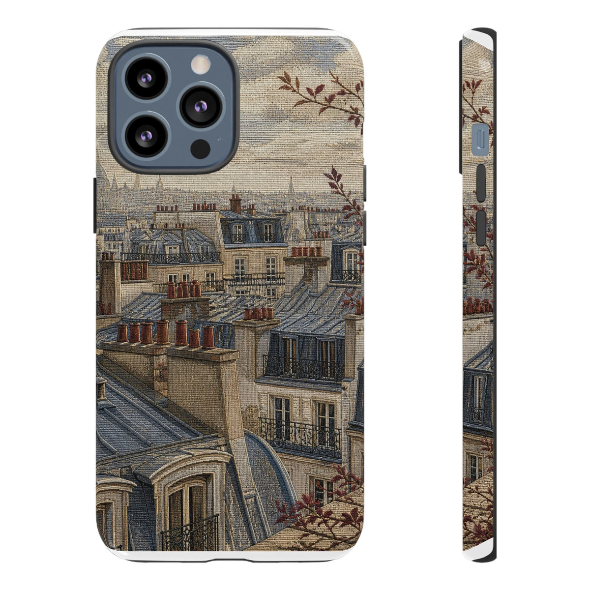 Paris Phone Case, Jacquard-Look Travel Art, Tough Protective Case, Matte or Glossy