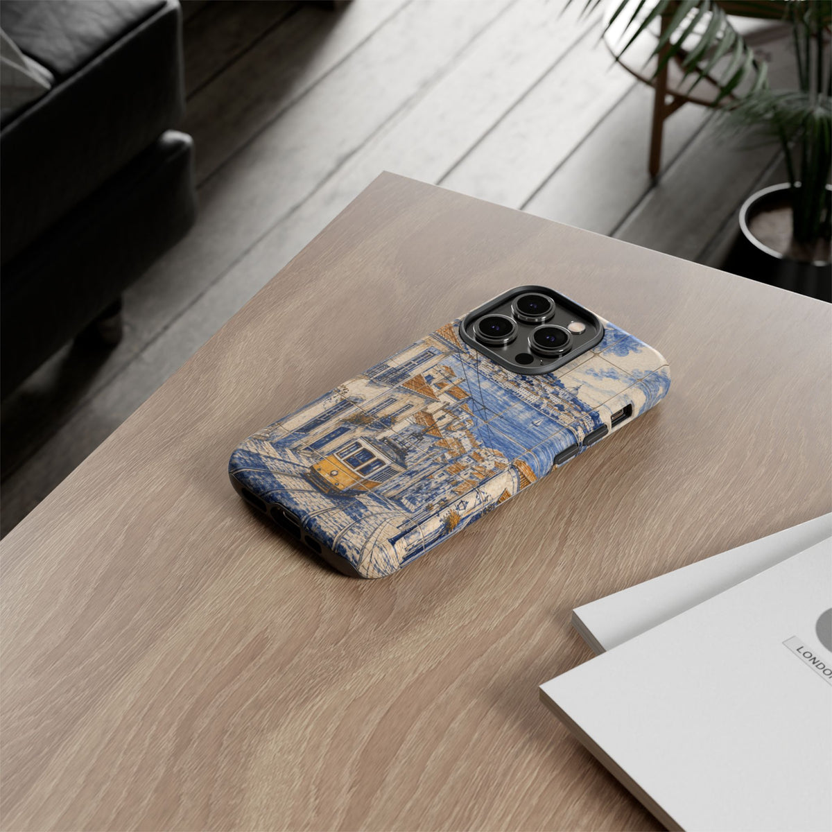 Lisbon Phone Case, Azulejo-Look Travel Art, Tough Protective Case, Matte or Glossy