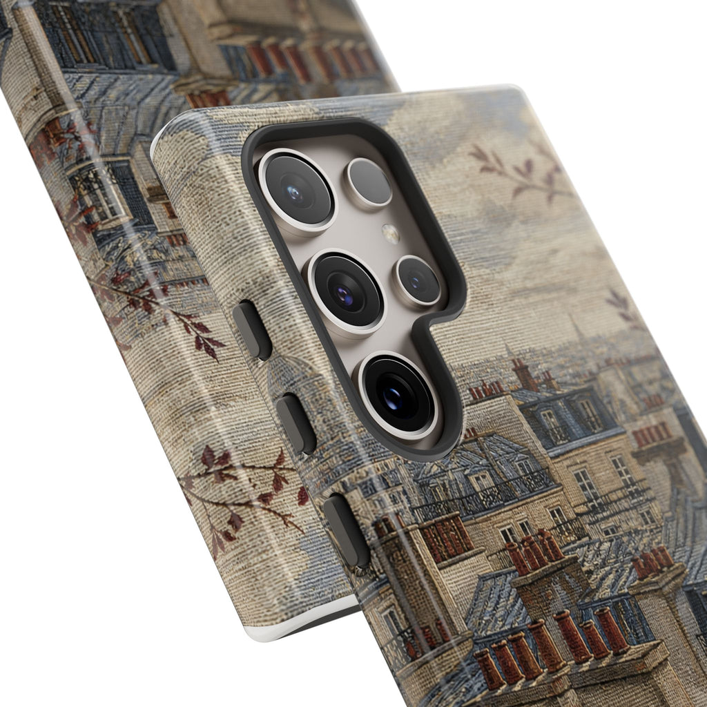 Paris Phone Case, Jacquard-Look Travel Art, Tough Protective Case, Matte or Glossy