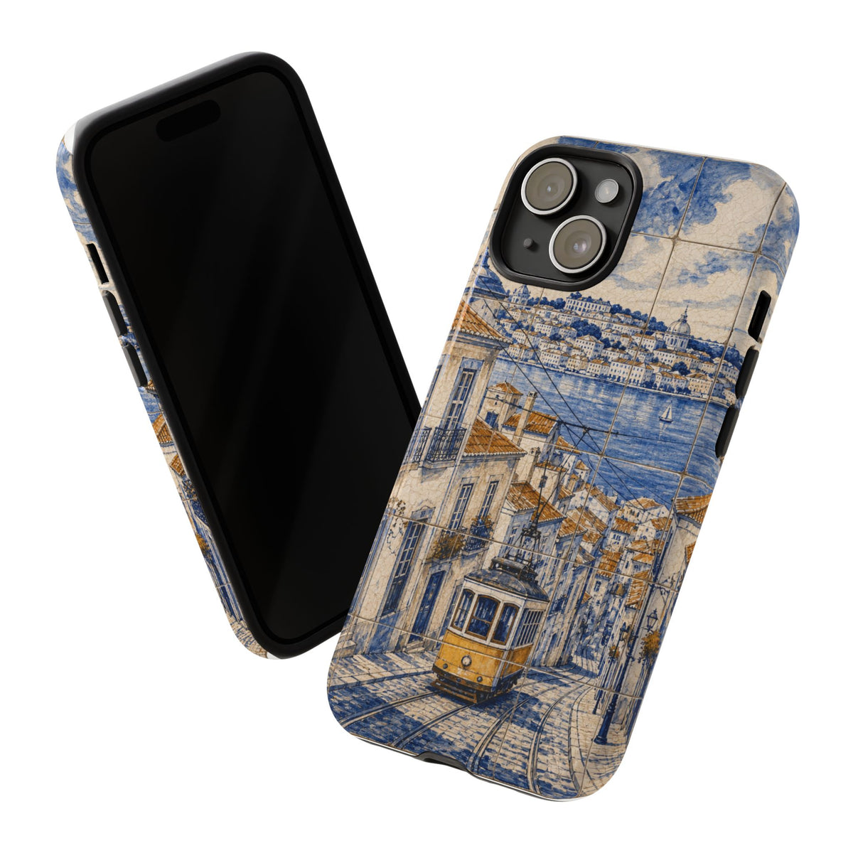 Lisbon Phone Case, Azulejo-Look Travel Art, Tough Protective Case, Matte or Glossy