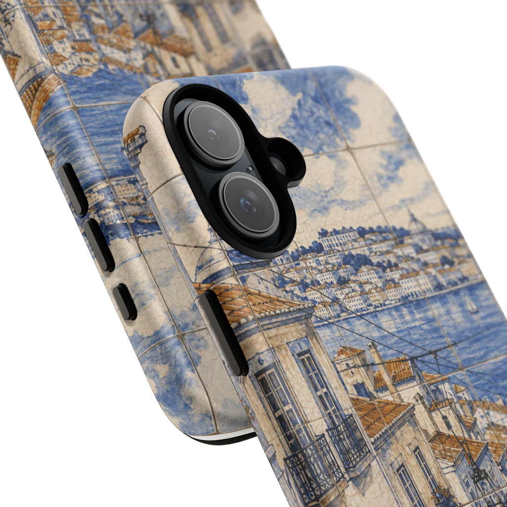 Lisbon Phone Case, Azulejo-Look Travel Art, Tough Protective Case, Matte or Glossy
