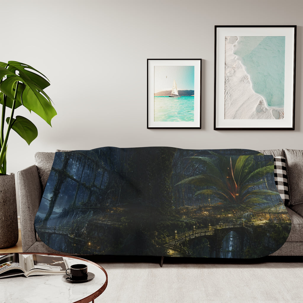The Greenhouse at World's End Fantasy Sherpa Blanket