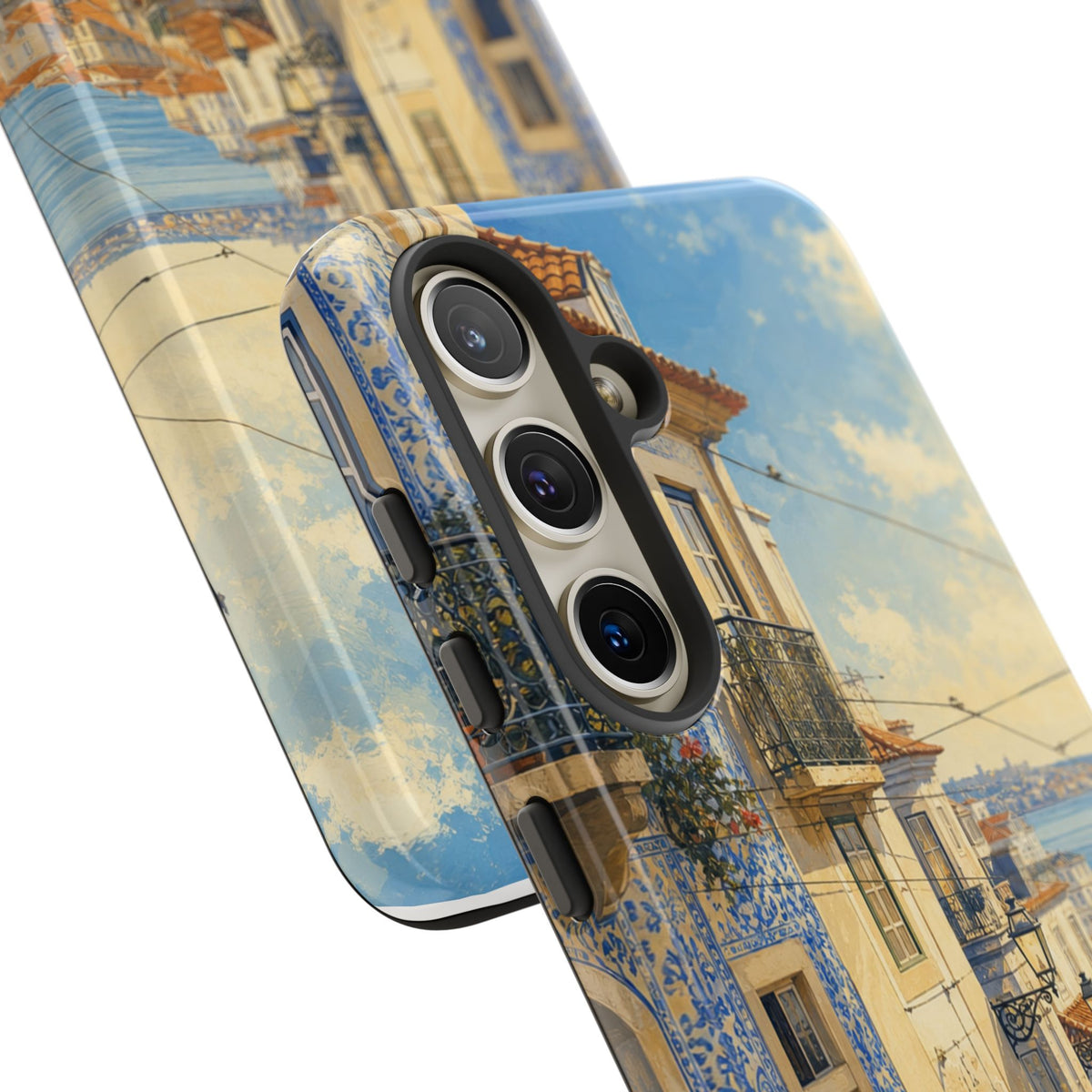 Lisbon Phone Case, Tram Street Travel Art, Tough Protective Case, Matte or Glossy