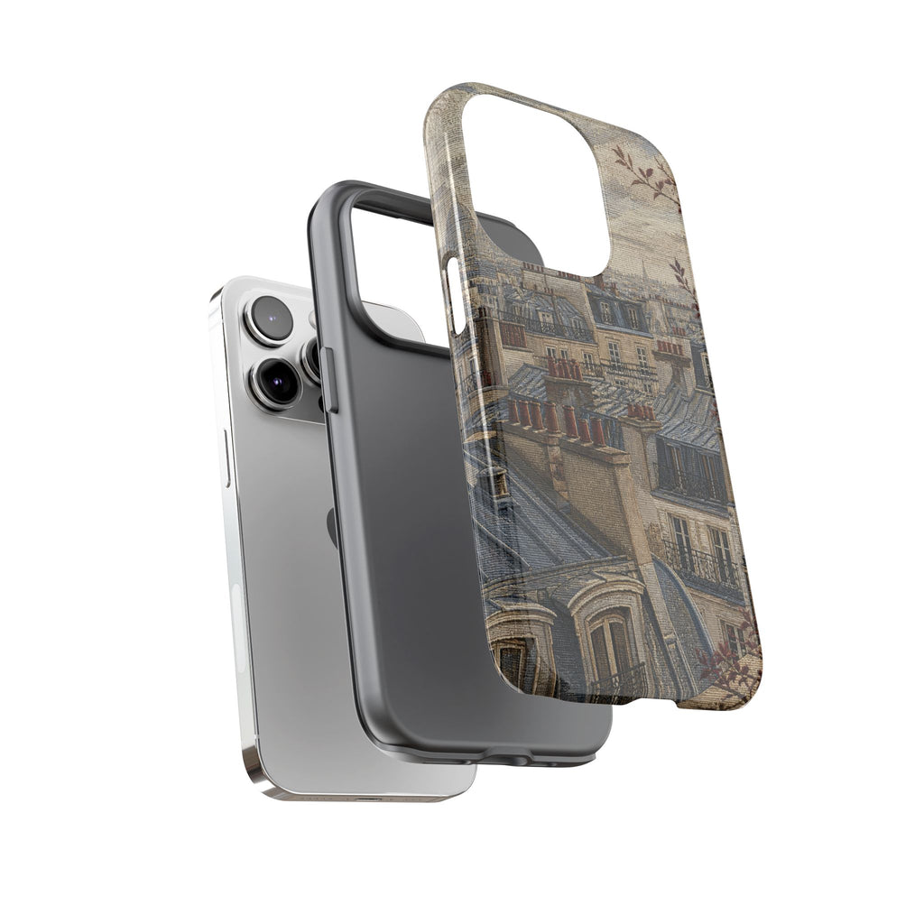 Paris Phone Case, Jacquard-Look Travel Art, Tough Protective Case, Matte or Glossy