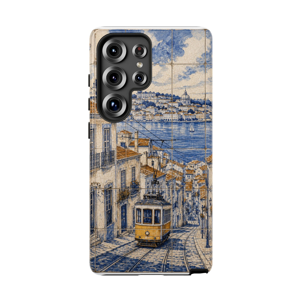 Lisbon Phone Case, Azulejo-Look Travel Art, Tough Protective Case, Matte or Glossy