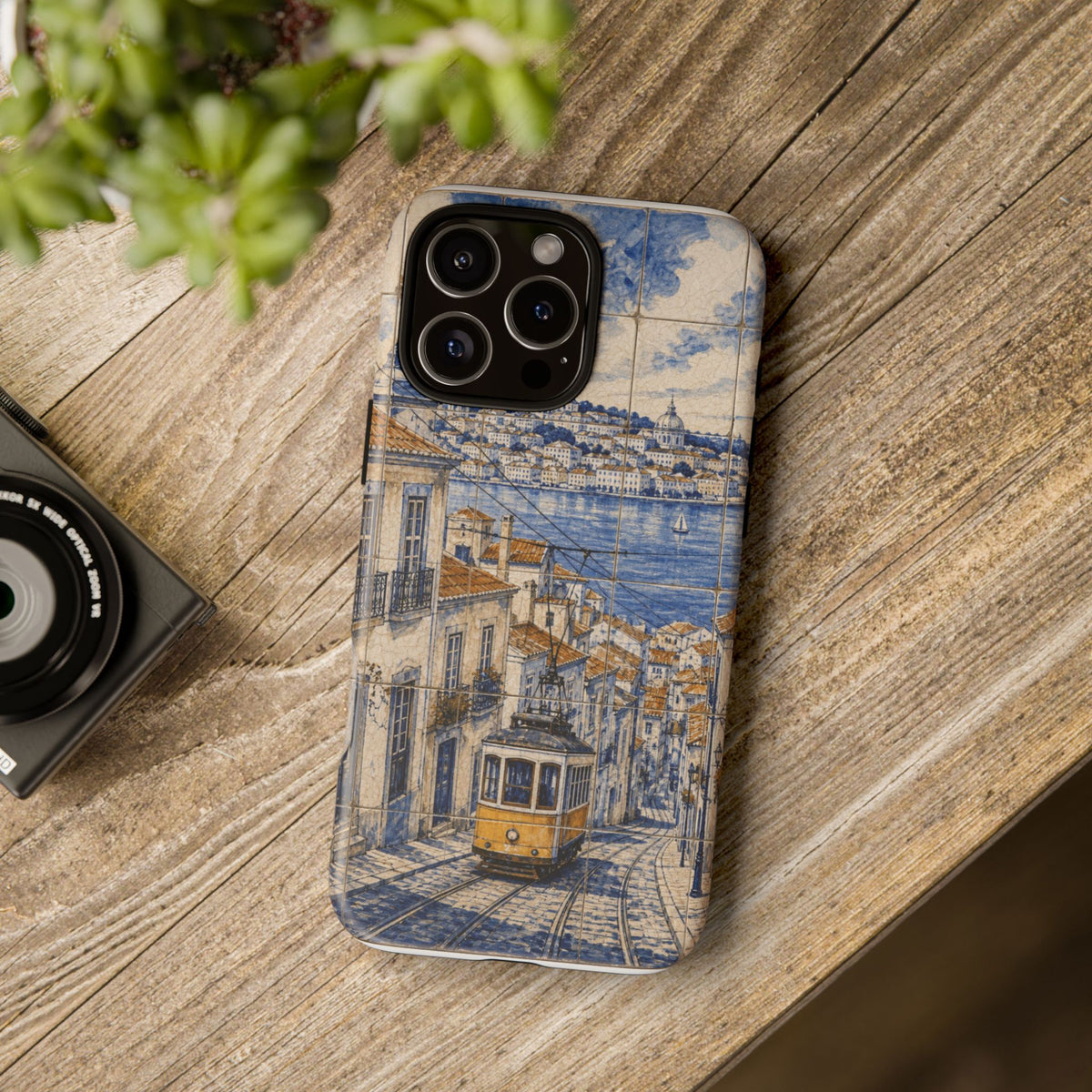 Lisbon Phone Case, Azulejo-Look Travel Art, Tough Protective Case, Matte or Glossy