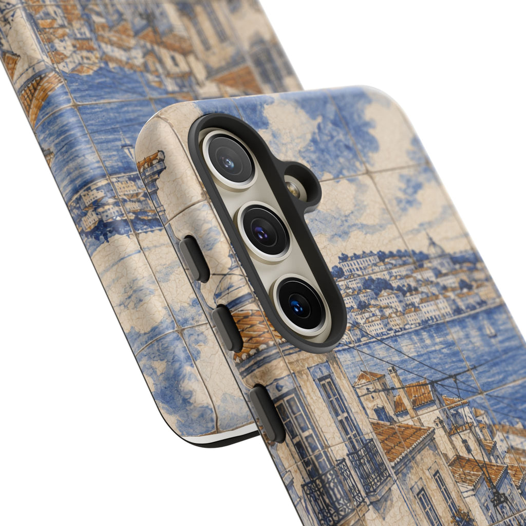 Lisbon Phone Case, Azulejo-Look Travel Art, Tough Protective Case, Matte or Glossy