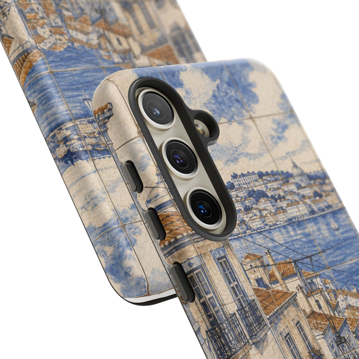 Lisbon Phone Case, Azulejo-Look Travel Art, Tough Protective Case, Matte or Glossy