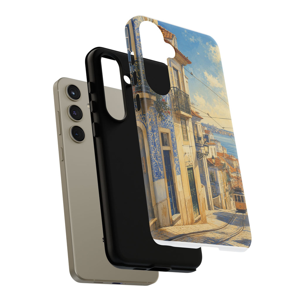 Lisbon Phone Case, Tram Street Travel Art, Tough Protective Case, Matte or Glossy