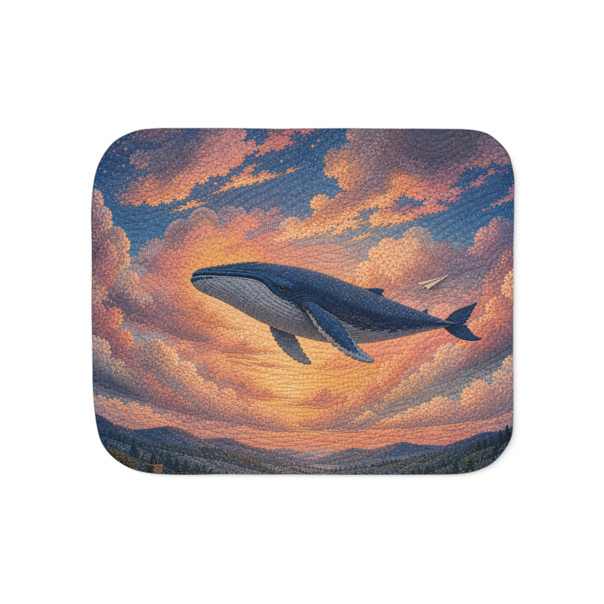 Whale Blanket, Whale Above the Clouds Sherpa Throw, Ocean Nursery Decor, Kids Toddler Blanket, Baby Shower Gift, Storybook Nursery