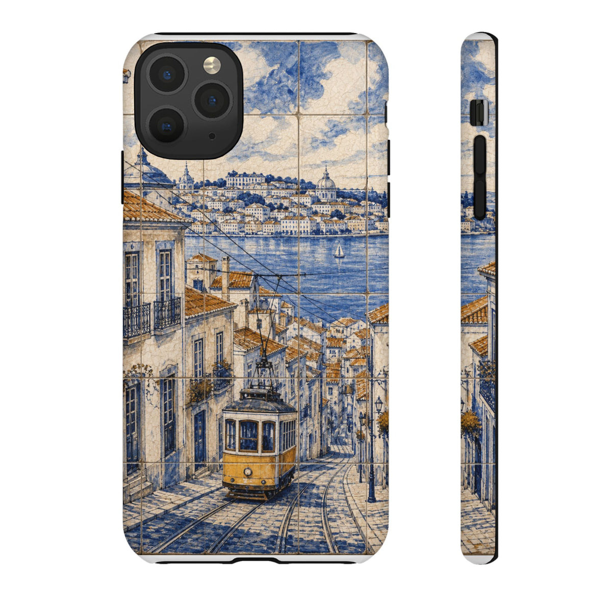 Lisbon Phone Case, Azulejo-Look Travel Art, Tough Protective Case, Matte or Glossy