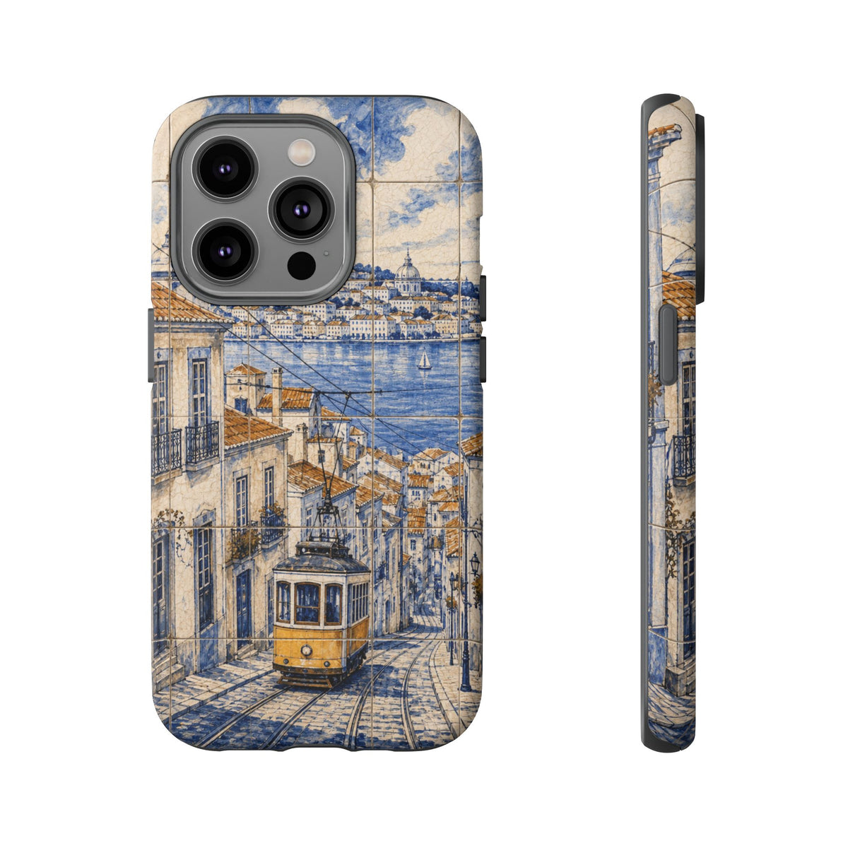 Lisbon Phone Case, Azulejo-Look Travel Art, Tough Protective Case, Matte or Glossy