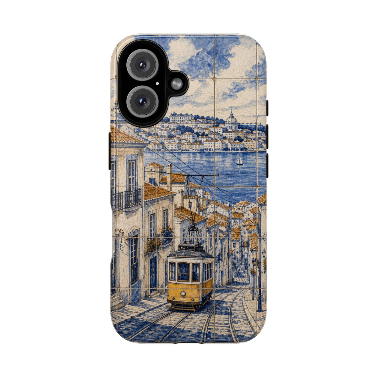 Lisbon Phone Case, Azulejo-Look Travel Art, Tough Protective Case, Matte or Glossy