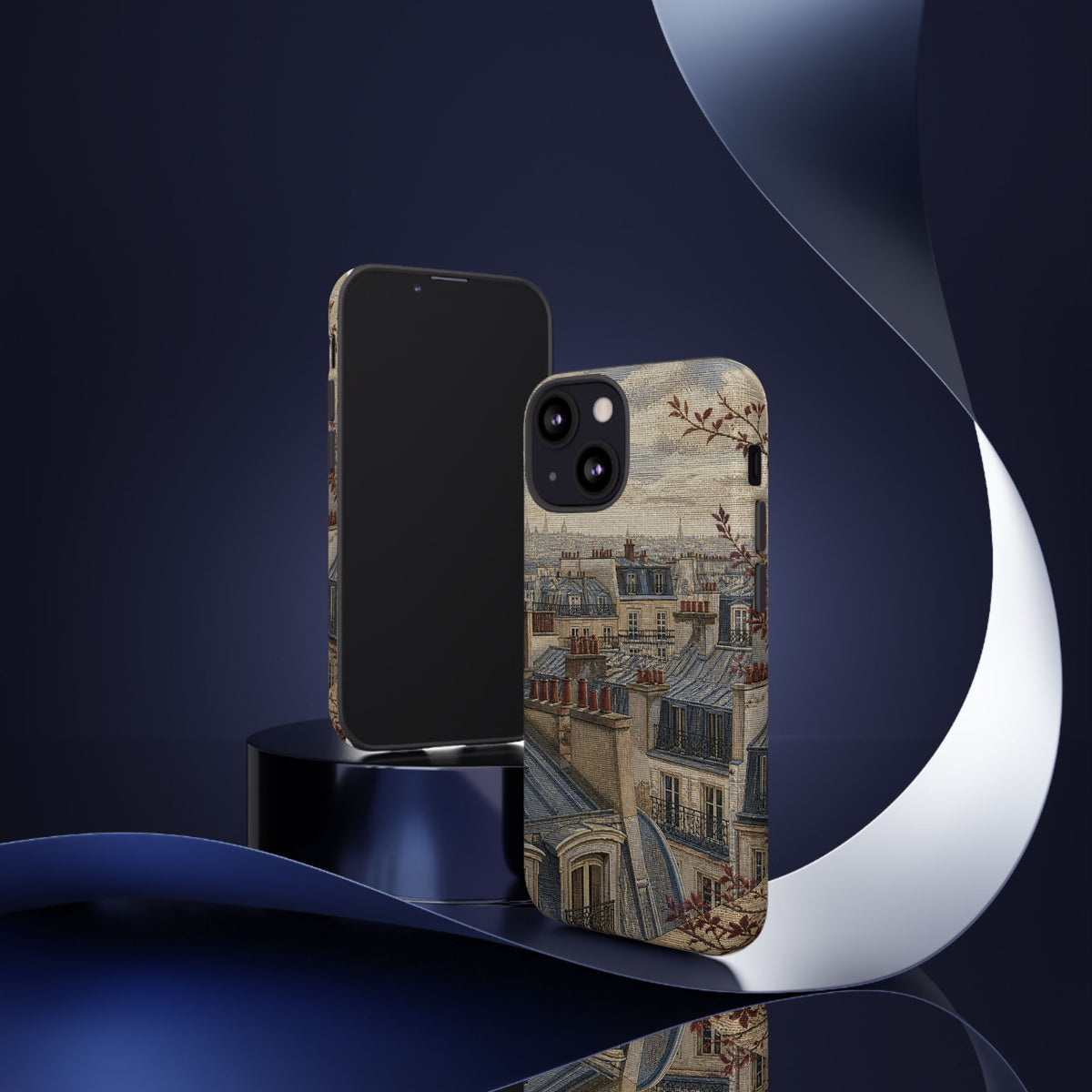Paris Phone Case, Jacquard-Look Travel Art, Tough Protective Case, Matte or Glossy