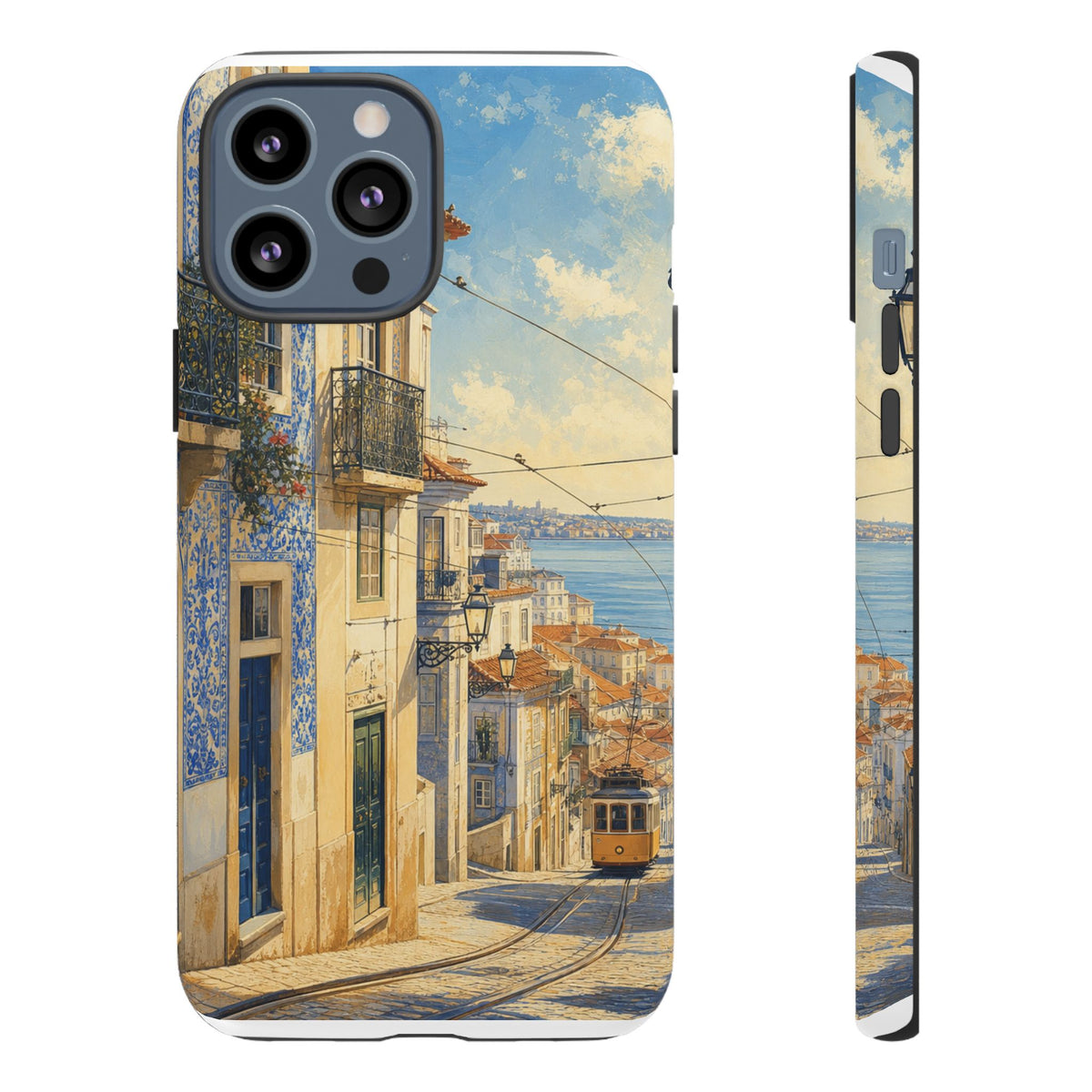 Lisbon Phone Case, Tram Street Travel Art, Tough Protective Case, Matte or Glossy