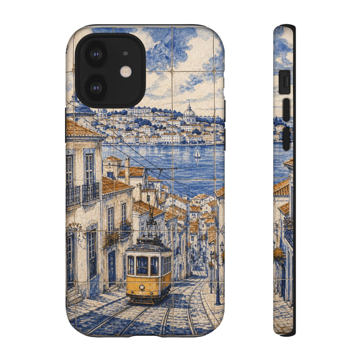 Lisbon Phone Case, Azulejo-Look Travel Art, Tough Protective Case, Matte or Glossy