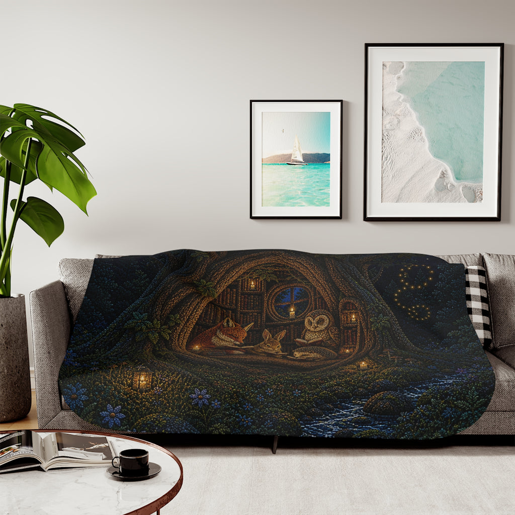 Reading Blanket for Kids, Midnight Library Sherpa Throw, Book Lover Blanket, Cozy Reading Nook Decor, Kids Blanket, Gift for Book Lover