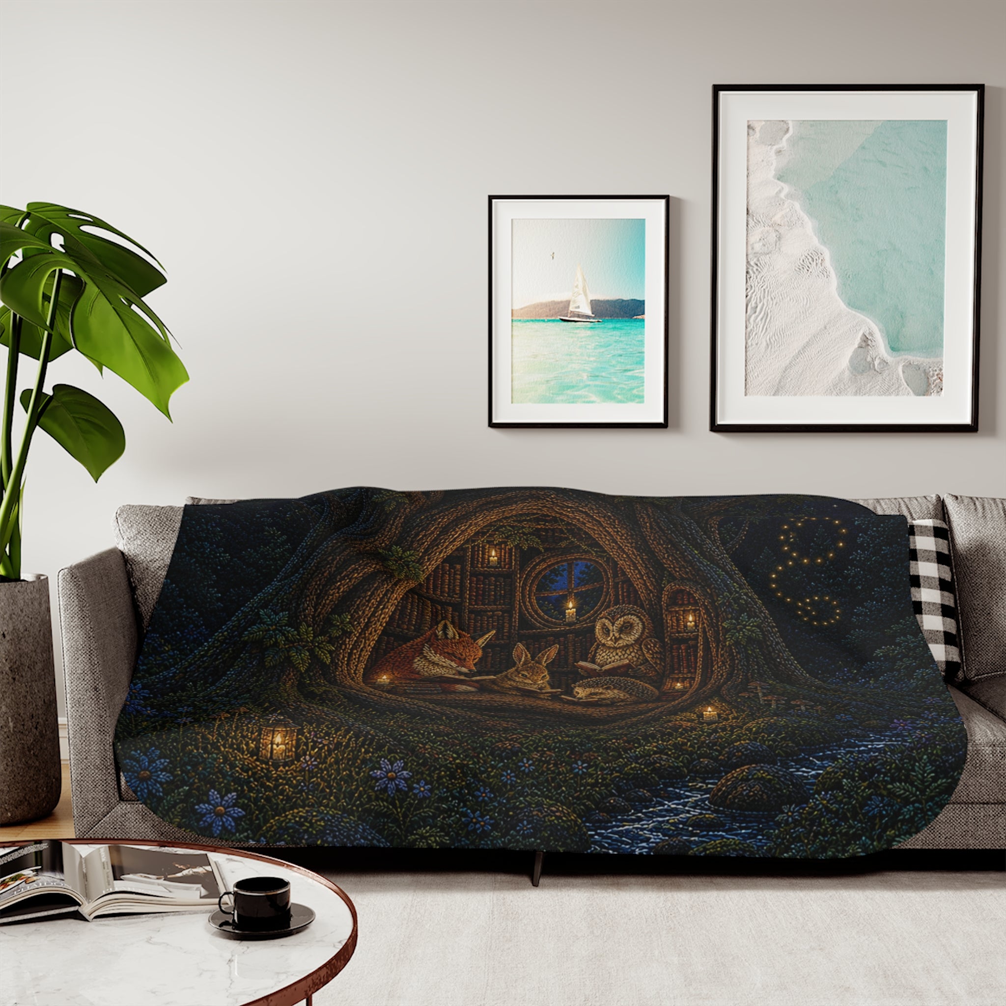 Reading Blanket for Kids, Midnight Library Sherpa Throw, Book Lover Blanket, Cozy Reading Nook Decor, Kids Blanket, Gift for Book Lover