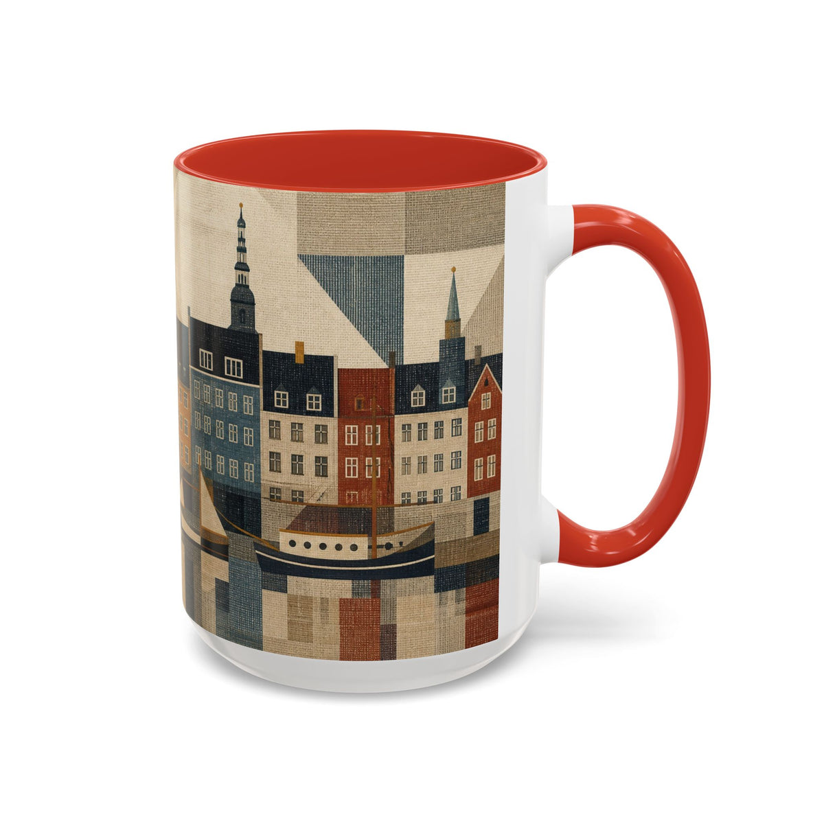 Copenhagen Accent Coffee Mug, Material-Look Travel Art, 11oz 15oz