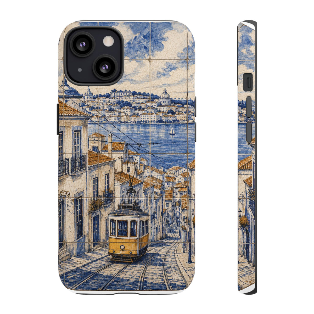 Lisbon Phone Case, Azulejo-Look Travel Art, Tough Protective Case, Matte or Glossy