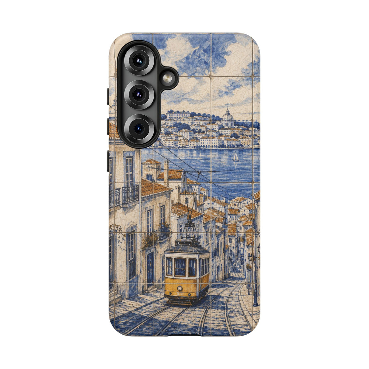 Lisbon Phone Case, Azulejo-Look Travel Art, Tough Protective Case, Matte or Glossy