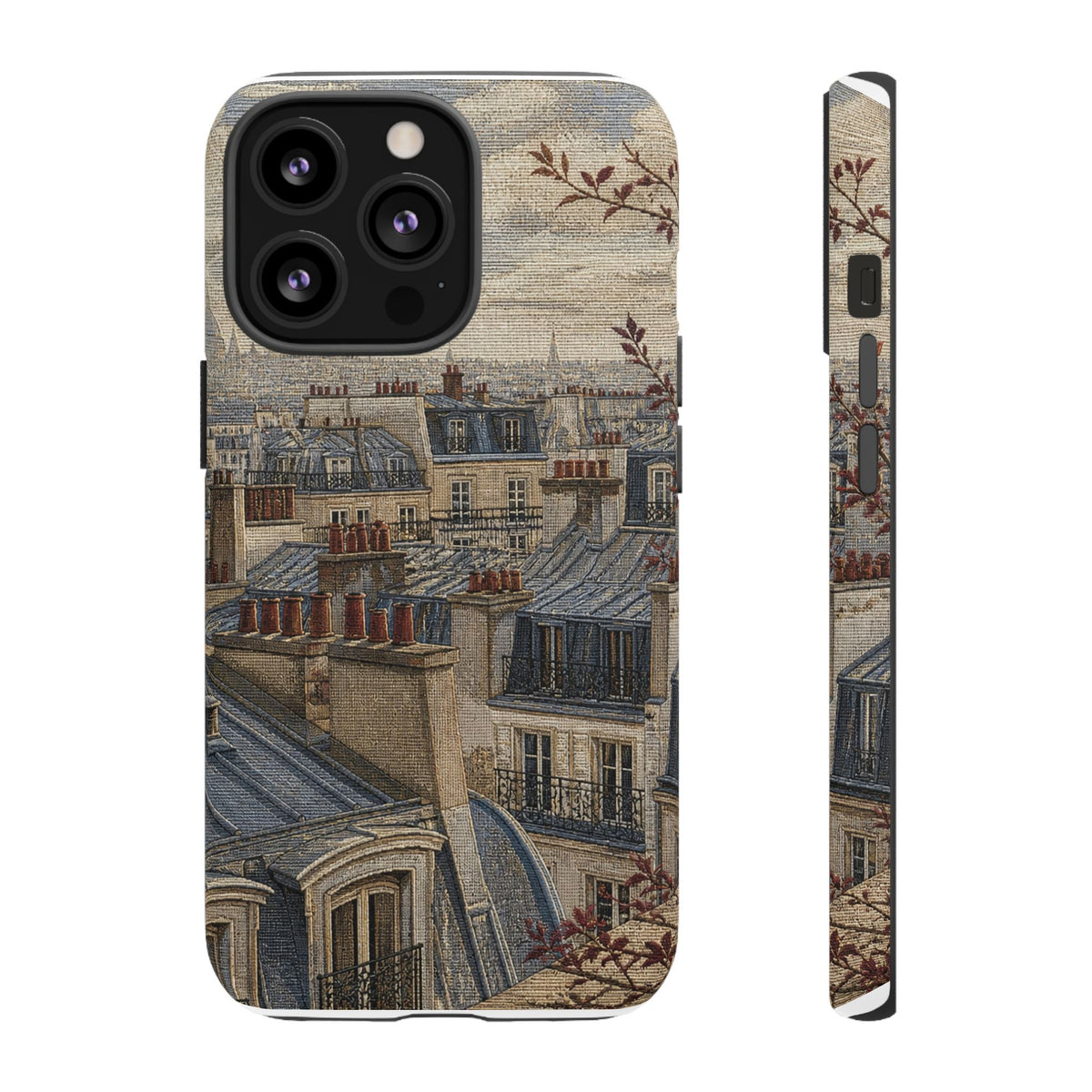 Paris Phone Case, Jacquard-Look Travel Art, Tough Protective Case, Matte or Glossy