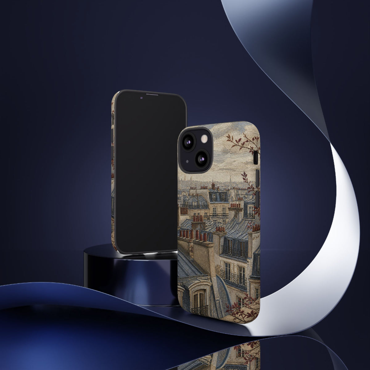Paris Phone Case, Jacquard-Look Travel Art, Tough Protective Case, Matte or Glossy