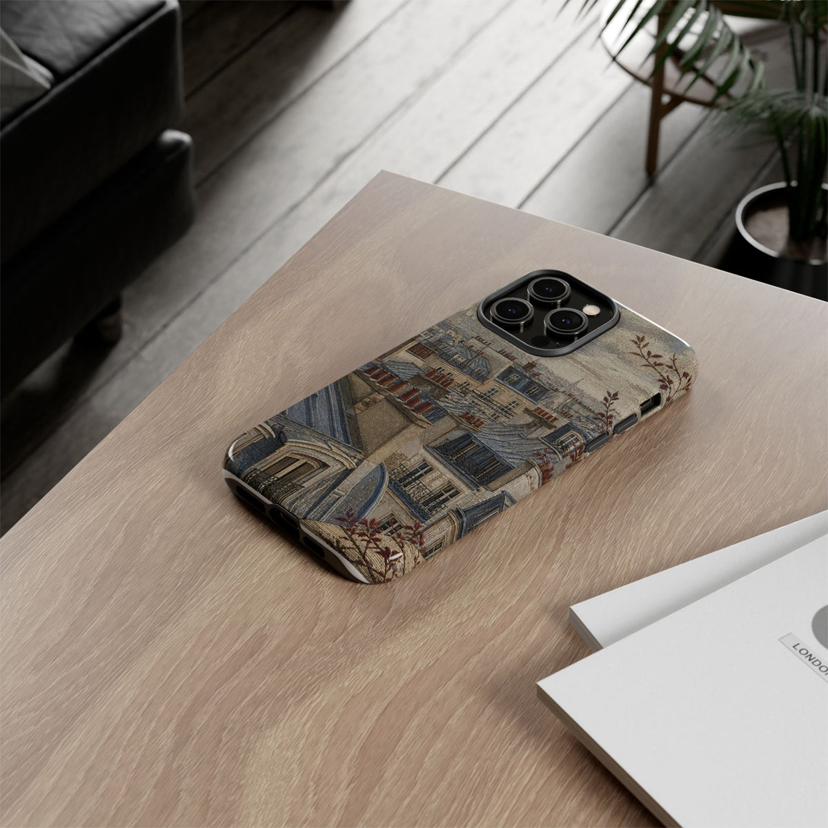 Paris Phone Case, Jacquard-Look Travel Art, Tough Protective Case, Matte or Glossy