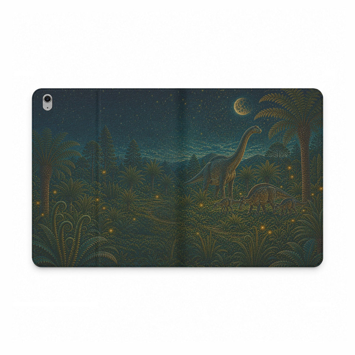 Dinosaur iPad Case, Dinosaur Garden Folio, Vegan Leather Tablet Case with Card Pockets, Dino Gift, Gift for Kids