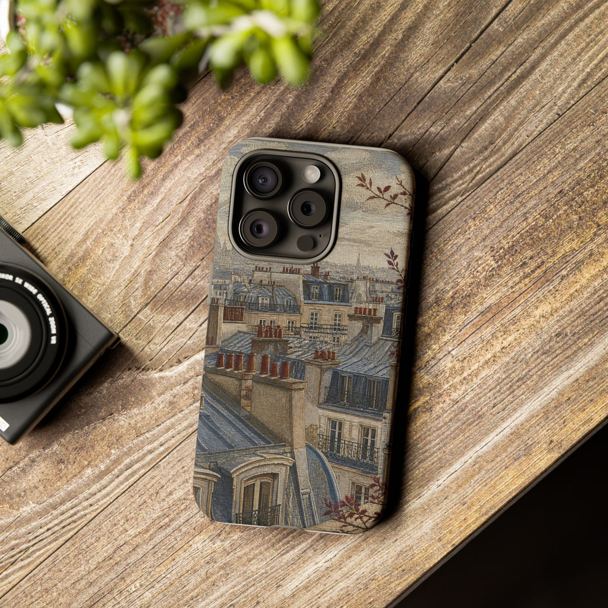 Paris Phone Case, Jacquard-Look Travel Art, Tough Protective Case, Matte or Glossy
