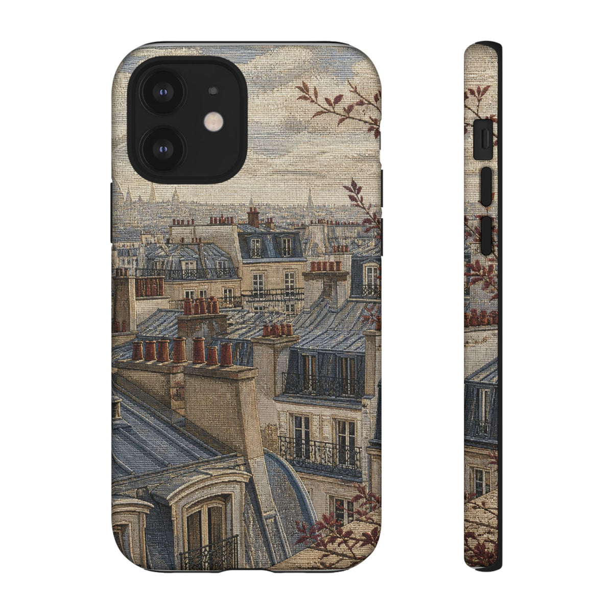 Paris Phone Case, Jacquard-Look Travel Art, Tough Protective Case, Matte or Glossy