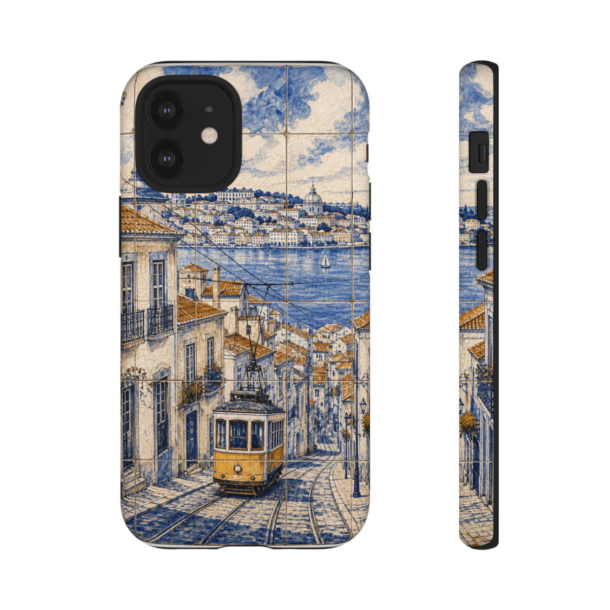 Lisbon Phone Case, Azulejo-Look Travel Art, Tough Protective Case, Matte or Glossy