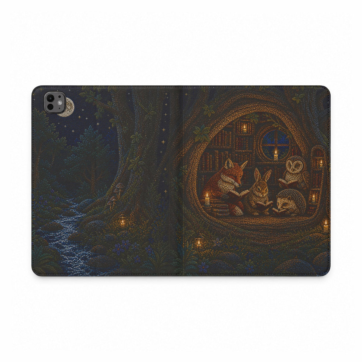 Book Lover iPad Case, Midnight Library Folio, Vegan Leather Tablet Case with Card Pockets, Reading Gift, Teacher Gift