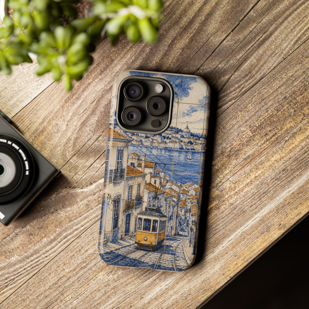 Lisbon Phone Case, Azulejo-Look Travel Art, Tough Protective Case, Matte or Glossy